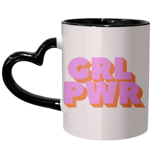 GRL POWER In Pink And Orange - unique mug by Ania Wieclaw