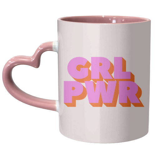 GRL POWER In Pink And Orange - unique mug by Ania Wieclaw