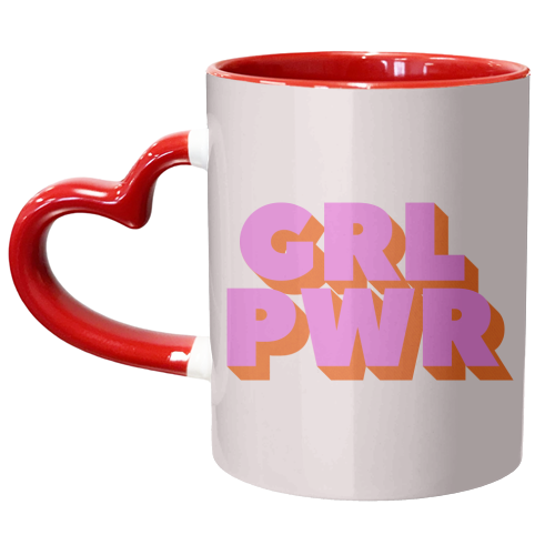 GRL POWER In Pink And Orange - unique mug by Ania Wieclaw