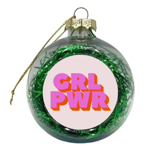 GRL POWER In Pink And Orange - xmas bauble by Ania Wieclaw