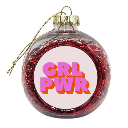 GRL POWER In Pink And Orange - xmas bauble by Ania Wieclaw
