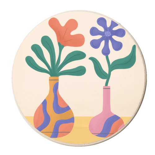 Groovy flowers - personalised beer coaster by Katie Brookes