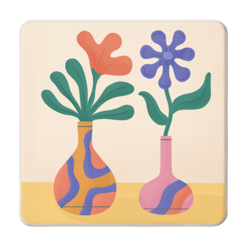 Groovy flowers - personalised beer coaster by Katie Brookes