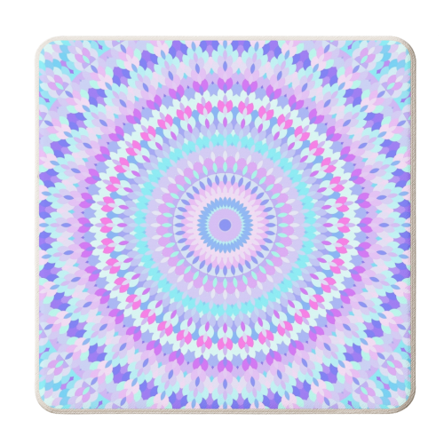 Groovy Kaleidoscope - Blue - personalised beer coaster by Kaleiope Studio