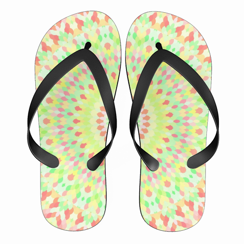 Groovy Kaleidoscope - Yellow variant - funny flip flops by Kaleiope Studio