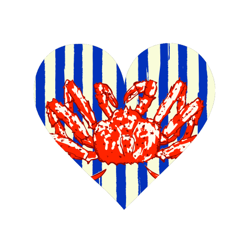 Groovy King Crab Blue Stripes Retro Illustration - Magnet by EZbie