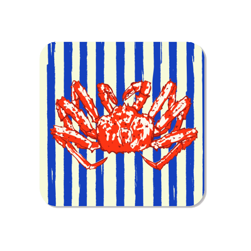 Groovy King Crab Blue Stripes Retro Illustration - Magnet by EZbie