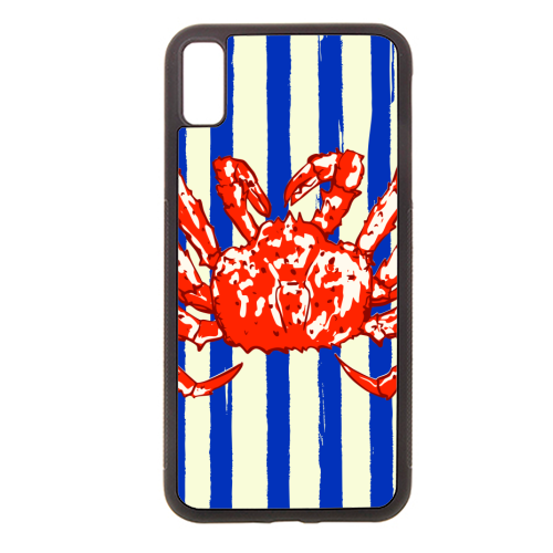 Groovy King Crab Blue Stripes Retro Illustration - stylish phone case by EZbie