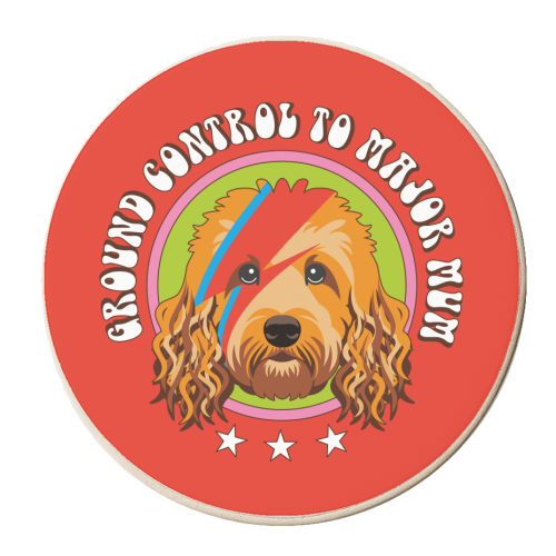 Ground Control to Major Mom Cockapoo - personalised beer coaster by Claire Atwood