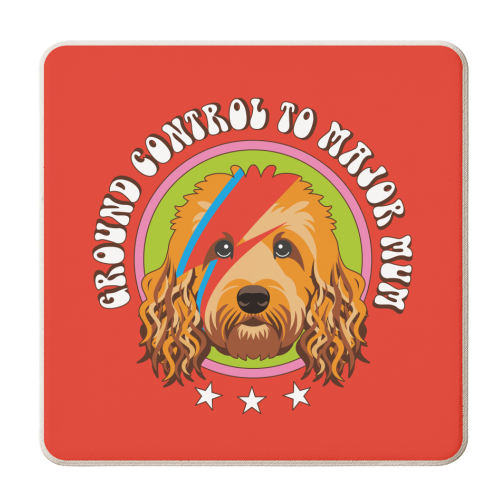 Ground Control to Major Mom Cockapoo - personalised beer coaster by Claire Atwood