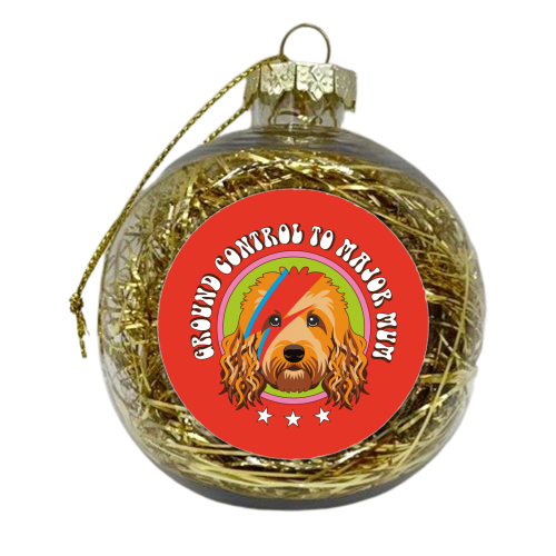 Ground Control to Major Mom Cockapoo - xmas bauble by Claire Atwood