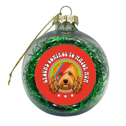 Ground Control to Major Mom Cockapoo - xmas bauble by Claire Atwood