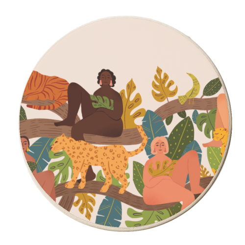 Group Of Wild Women Jungle - personalised beer coaster by Jenny Adjene