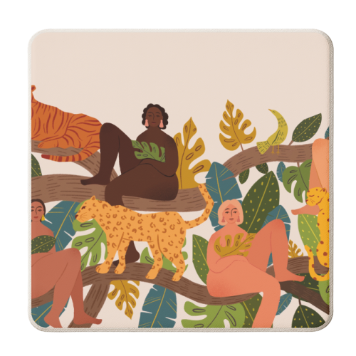 Group Of Wild Women Jungle - personalised beer coaster by Jenny Adjene