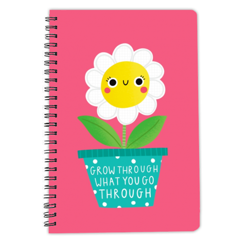 Grow through what you go through cute flower - personalised A4, A5, A6 notebook by Jessica Moorhouse