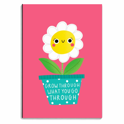 Grow through what you go through cute flower - personalised A4, A5, A6 notebook by Jessica Moorhouse