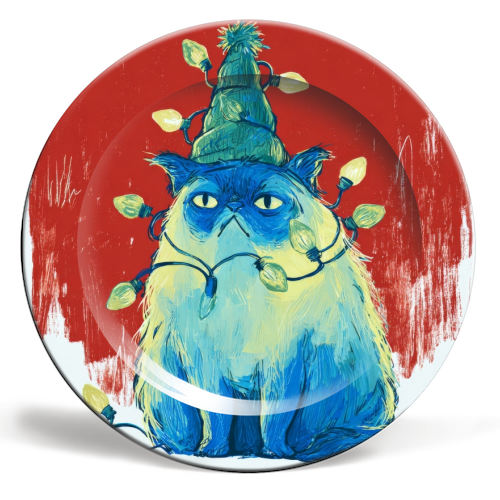 Grumpy Cristmas - ceramic dinner plate by DejaReve