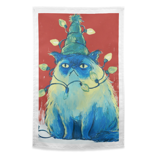 Grumpy Cristmas - funny tea towel by DejaReve