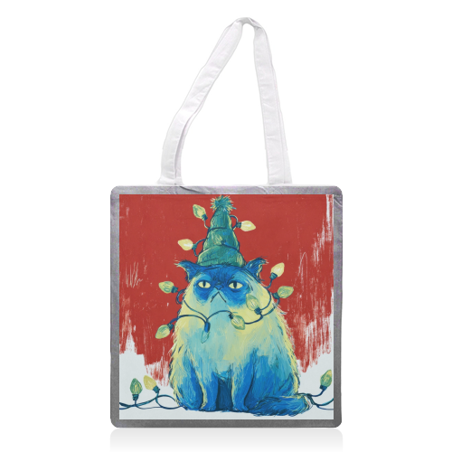 Grumpy Cristmas - printed canvas tote bag by DejaReve
