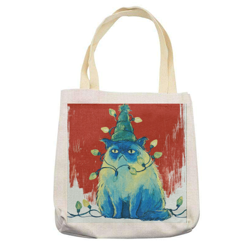 Grumpy Cristmas - printed canvas tote bag by DejaReve