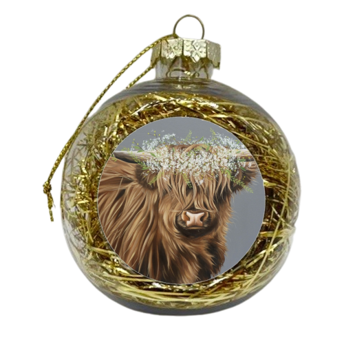 Gypsophila Cow - xmas bauble by Natalie Clarkson