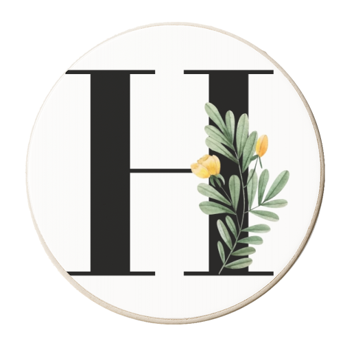 H Floral Letter Initial - personalised beer coaster by Toni Scott
