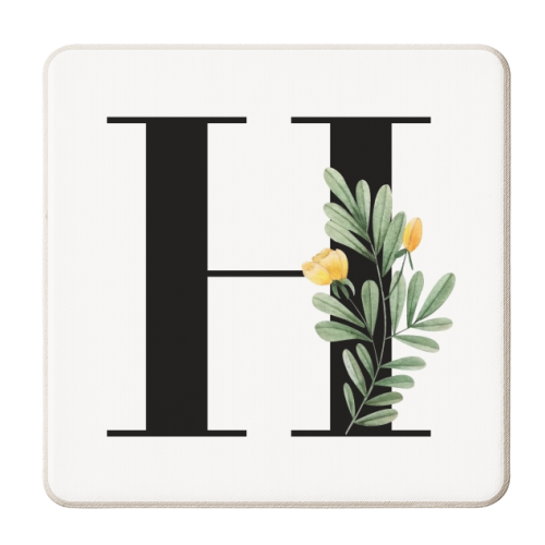 H Floral Letter Initial - personalised beer coaster by Toni Scott