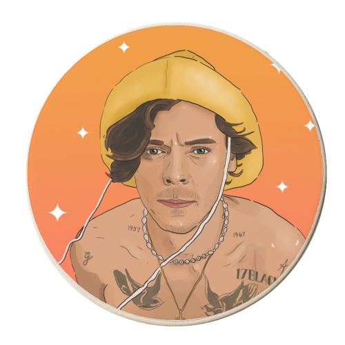 H in Yellow Hat - personalised beer coaster by The Queer Store