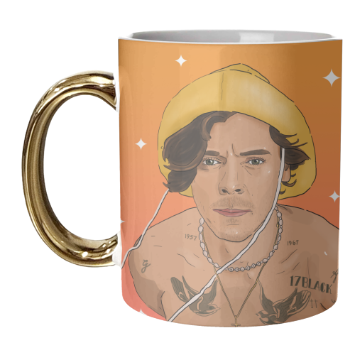 H in Yellow Hat - unique mug by The Queer Store