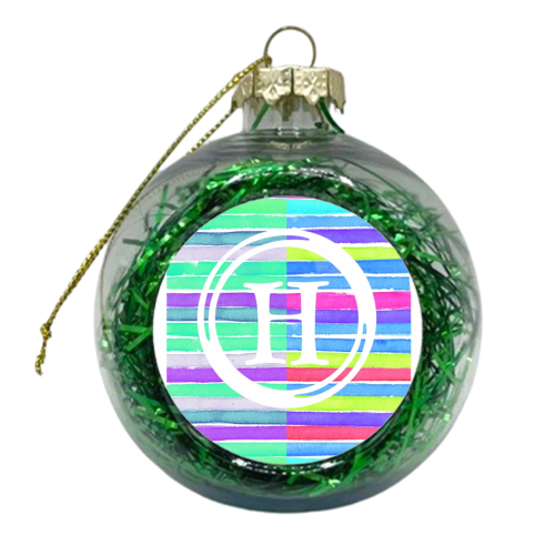 H Initial Greetings Card - xmas bauble by whattatiedid