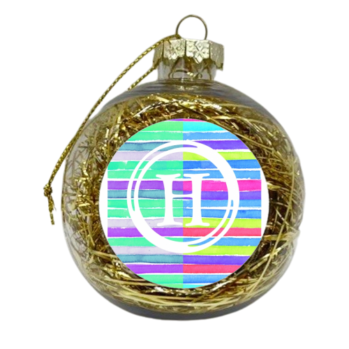 H Initial Greetings Card - xmas bauble by whattatiedid