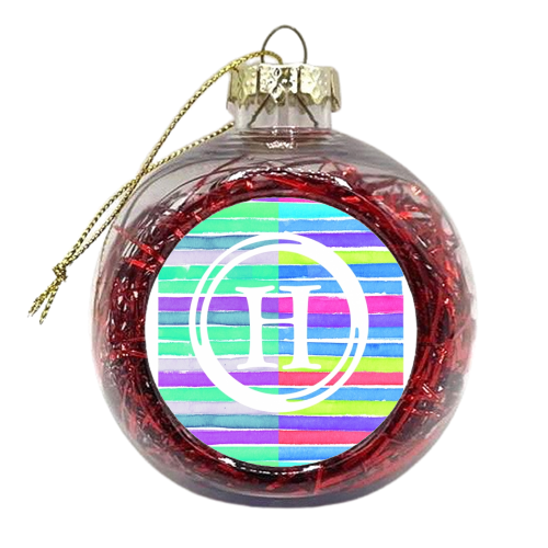H Initial Greetings Card - xmas bauble by whattatiedid