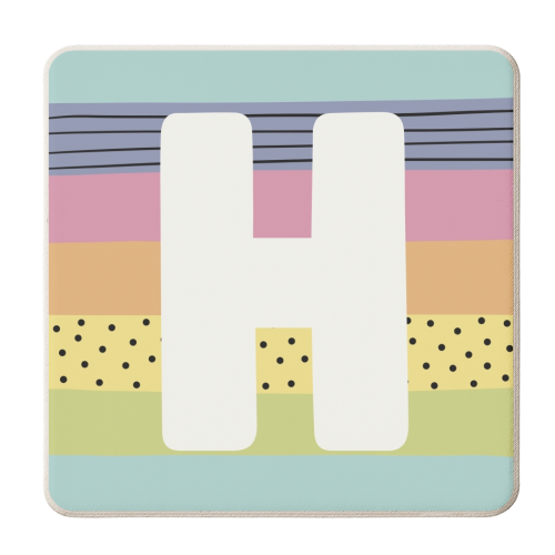 H - personalised initial in modern rainbow colours - personalised beer coaster by Giddy Kipper