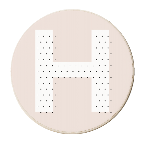 H Polka Dot Initial - personalised beer coaster by Toni Scott