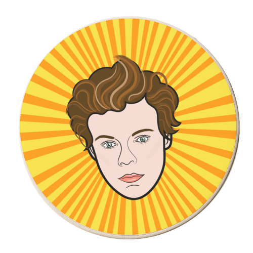 H Portrait (yellow burst) - personalised beer coaster by Adam Regester