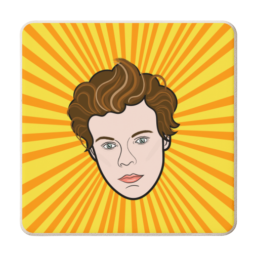 H Portrait (yellow burst) - personalised beer coaster by Adam Regester