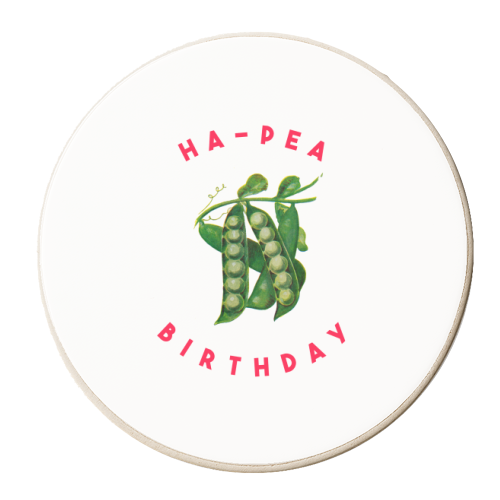 Ha-Pea Birthday - personalised beer coaster by The 13 Prints