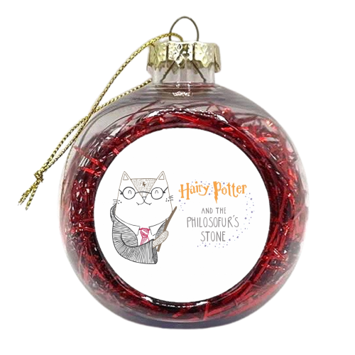 Hairy Potter And The Philosofur's Stone - xmas bauble by Katie Ruby Miller