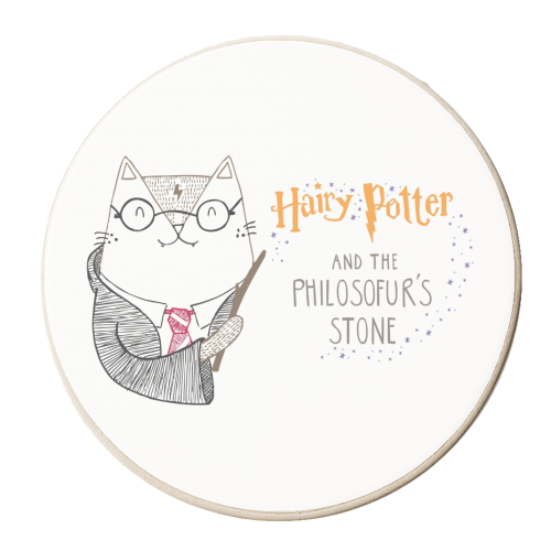 Hairy Potter And The Philosofur's Stone - personalised beer coaster by Katie Ruby Miller