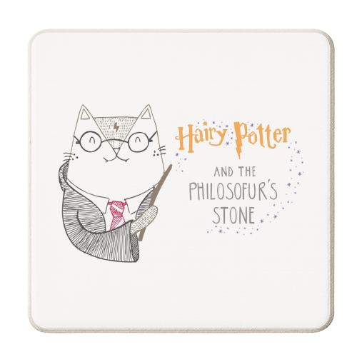 Hairy Potter And The Philosofur's Stone - personalised beer coaster by Katie Ruby Miller