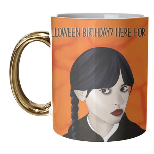 Halloween Birthday with Wednesday Addams - unique mug by Lisa Wardle
