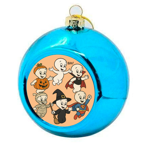 Halloween Casper - colourful christmas bauble by Ms Doodle