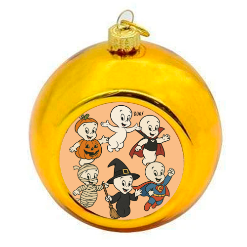 Halloween Casper - colourful christmas bauble by Ms Doodle
