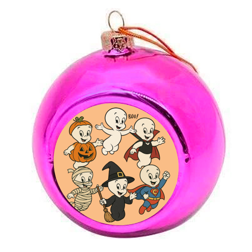 Halloween Casper - colourful christmas bauble by Ms Doodle