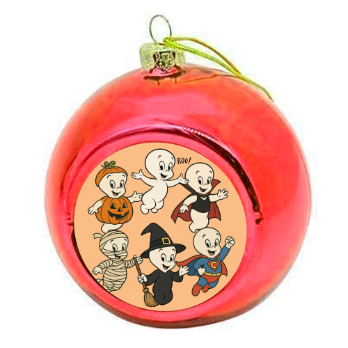 Halloween Casper - colourful christmas bauble by Ms Doodle