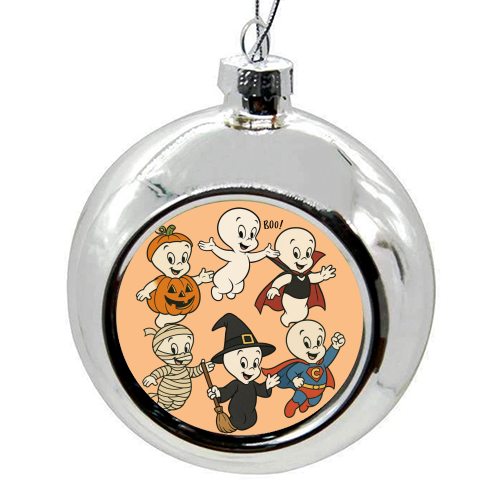 Halloween Casper - colourful christmas bauble by Ms Doodle