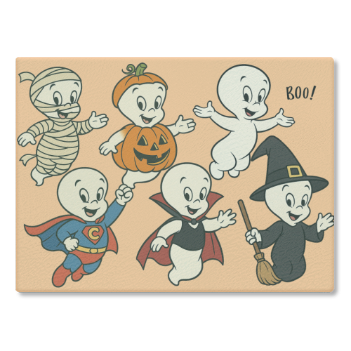 Halloween Casper - glass chopping board by Ms Doodle