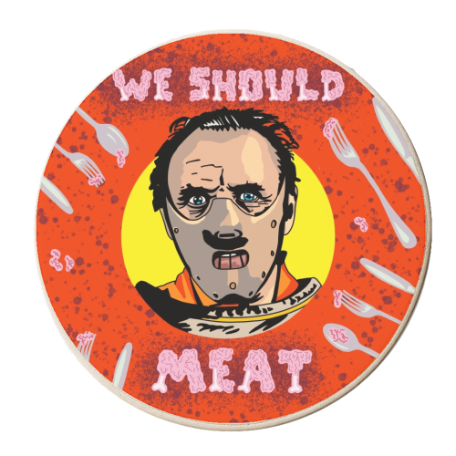 Halloween collection: WE SHOULD MEAT - personalised beer coaster by Wallace Elizabeth