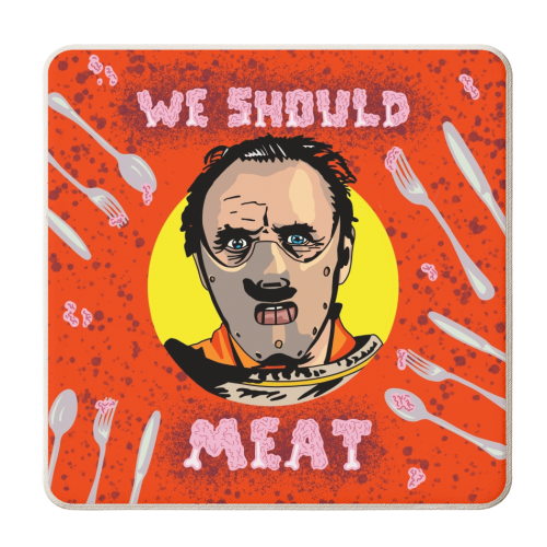 Halloween collection: WE SHOULD MEAT - personalised beer coaster by Wallace Elizabeth