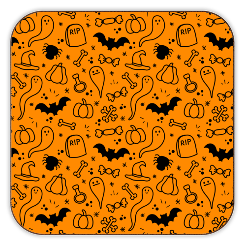 Halloween Doodles - personalised beer coaster by Amy Farmer